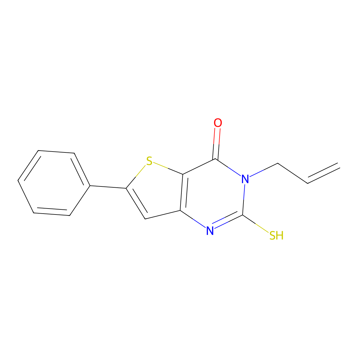6-phenyl-3-(prop-2-en-1-yl)-2-sulfanyl-3H,4H-thieno[3,2-d]pyrimidin-4-one molecular structure, CAS 851468-06-9
