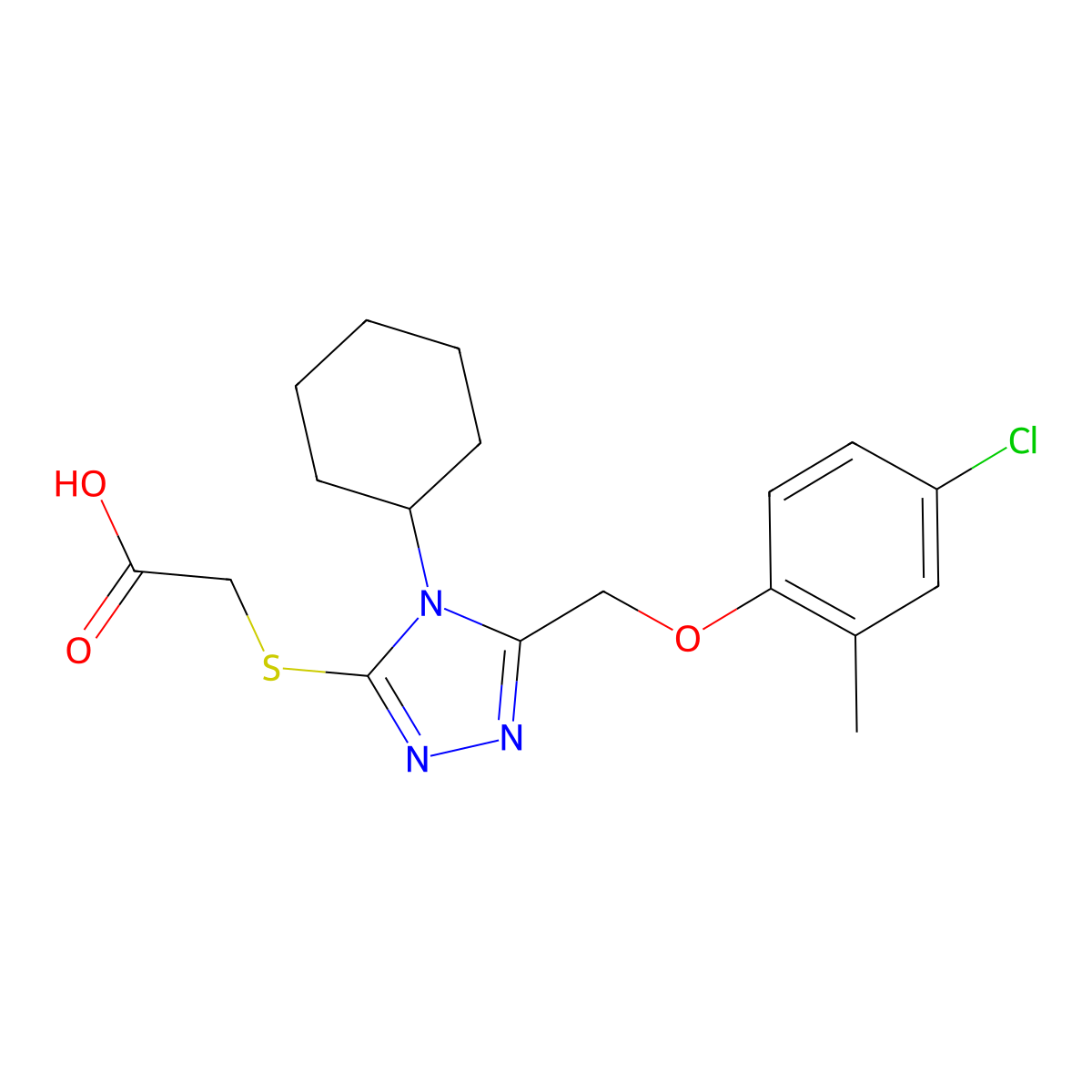 2-{[5-(4-chloro-2-methylphenoxymethyl)-4-cyclohexyl-4H-1,2,4-triazol-3-yl]sulfanyl}acetic acid molecular structure, CAS 851468-07-0