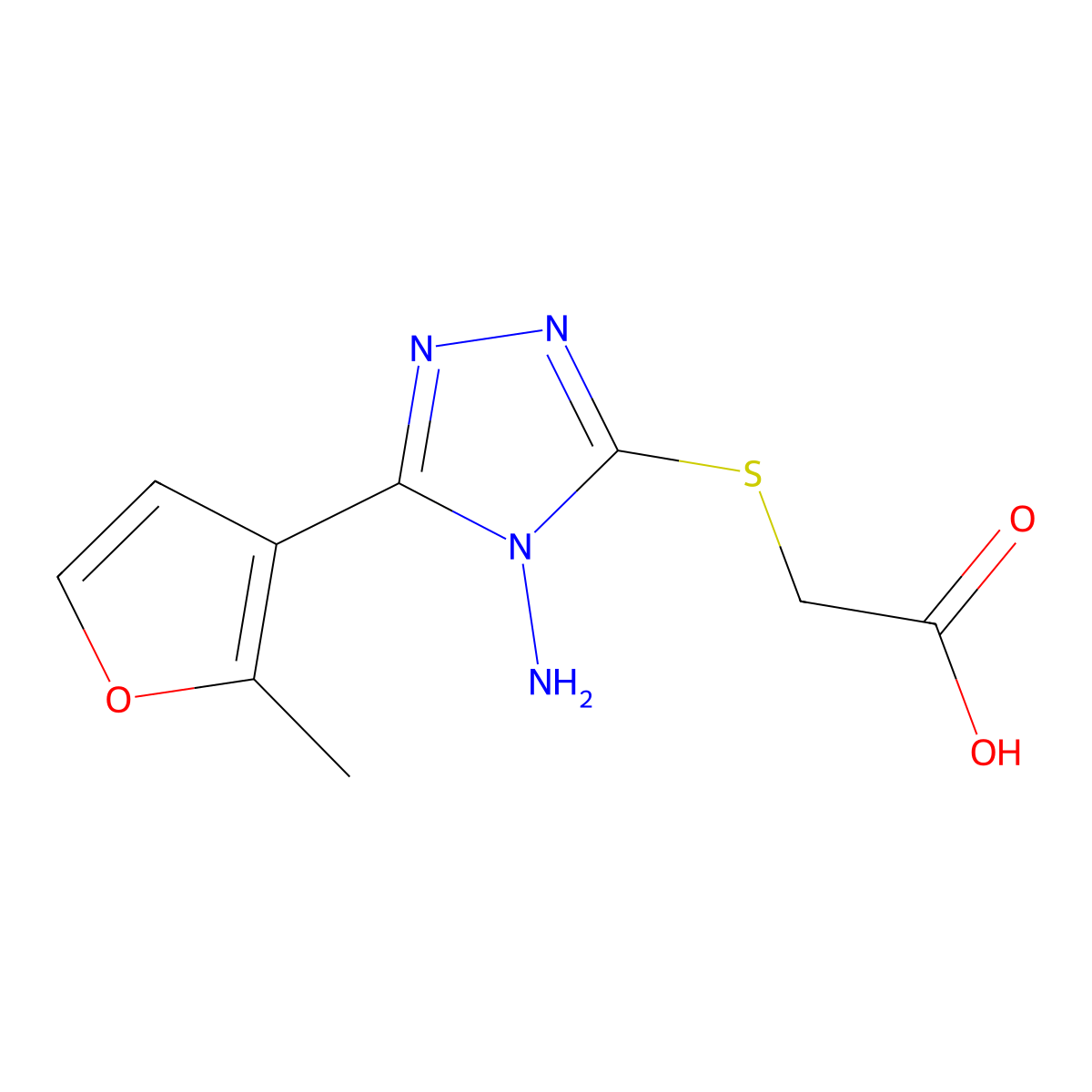 2-{[4-amino-5-(2-methylfuran-3-yl)-4H-1,2,4-triazol-3-yl]sulfanyl}acetic acid molecular structure, CAS 851468-08-1