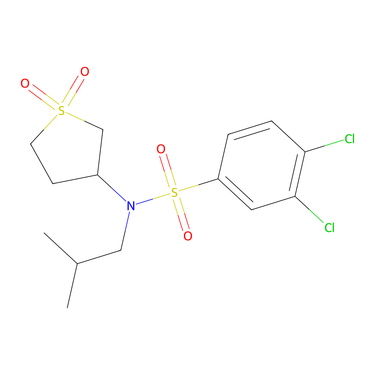 3,4-dichloro-N-(1,1-dioxo-1lambda6-thiolan-3-yl)-N-(2-methylpropyl)benzene-1-sulfonamide molecular structure, CAS 851470-03-6