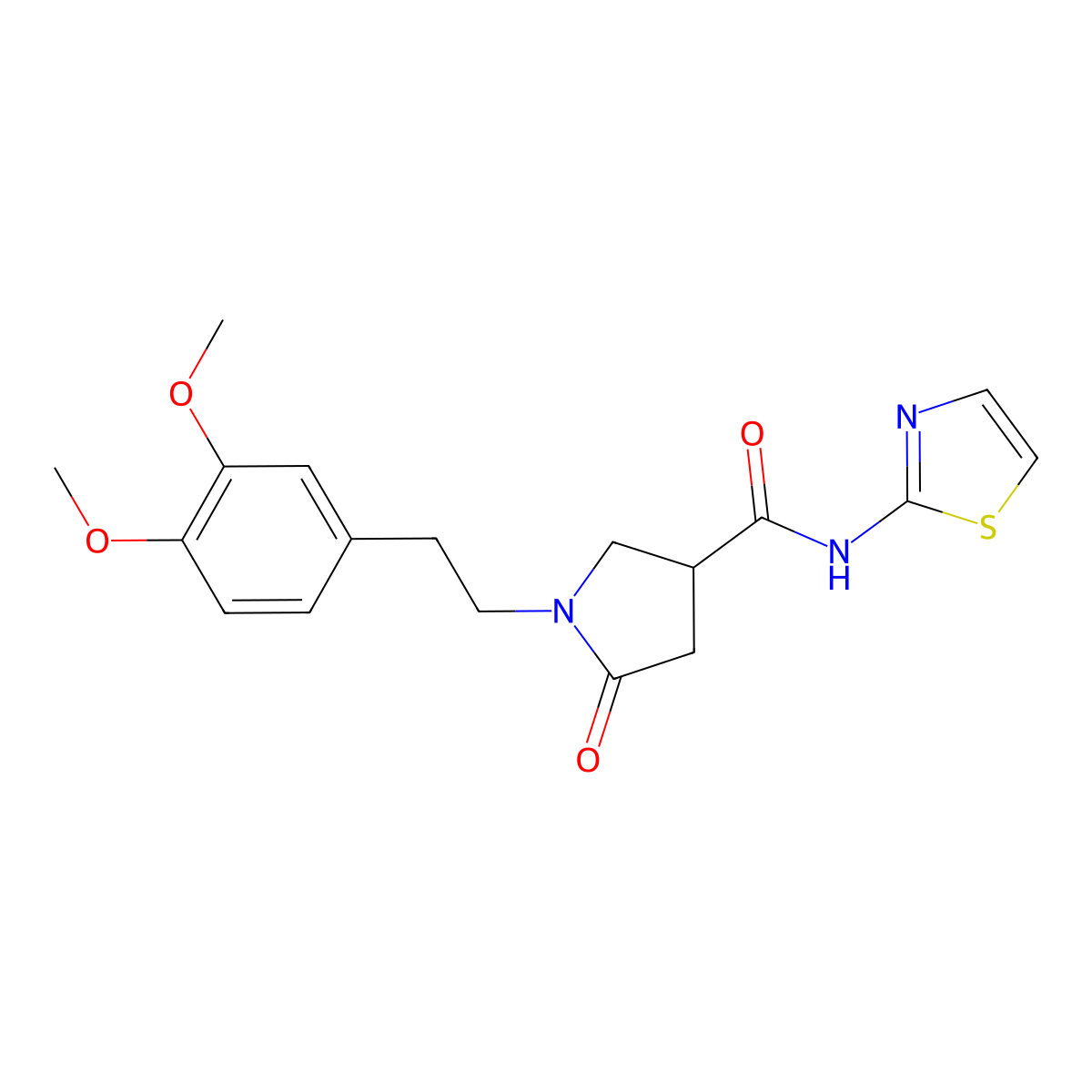 1-[2-(3,4-dimethoxyphenyl)ethyl]-5-oxo-N-(1,3-thiazol-2-yl)pyrrolidine-3-carboxamide molecular structure, CAS 851472-19-0