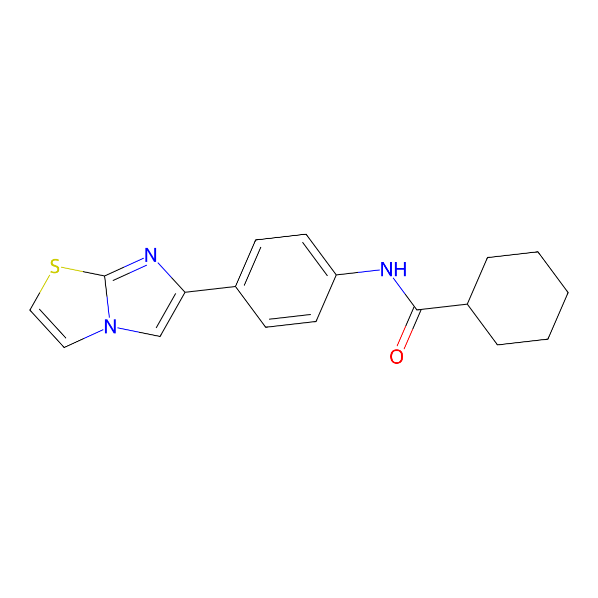 N-(4-{imidazo[2,1-b][1,3]thiazol-6-yl}phenyl)cyclohexanecarboxamide molecular structure, CAS 851473-15-9