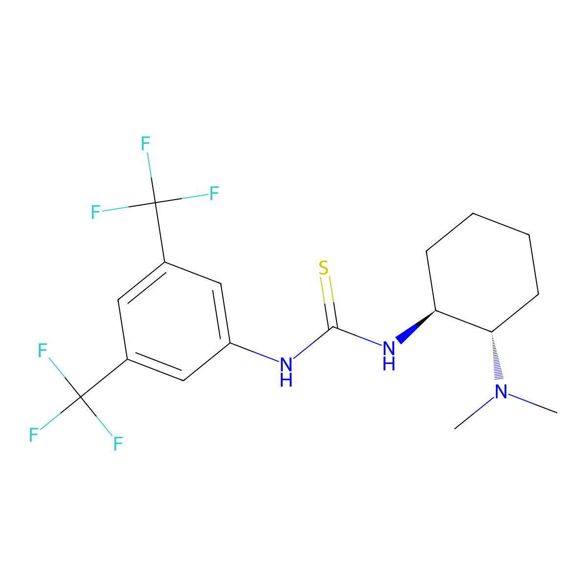 1-(3,5-Bis(trifluoromethyl)phenyl)-3-((1S,2S)-2-(dimethylamino)cyclohexyl)thiourea molecular structure, CAS 851477-20-8