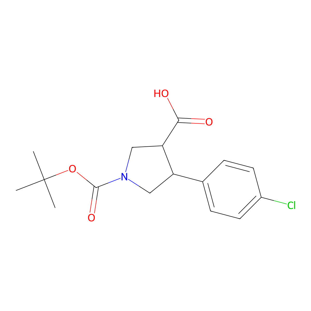 1-(tert-Butoxycarbonyl)-4-(4-chlorophenyl)pyrrolidine-3-carboxylic acid molecular structure, CAS 851484-56-5