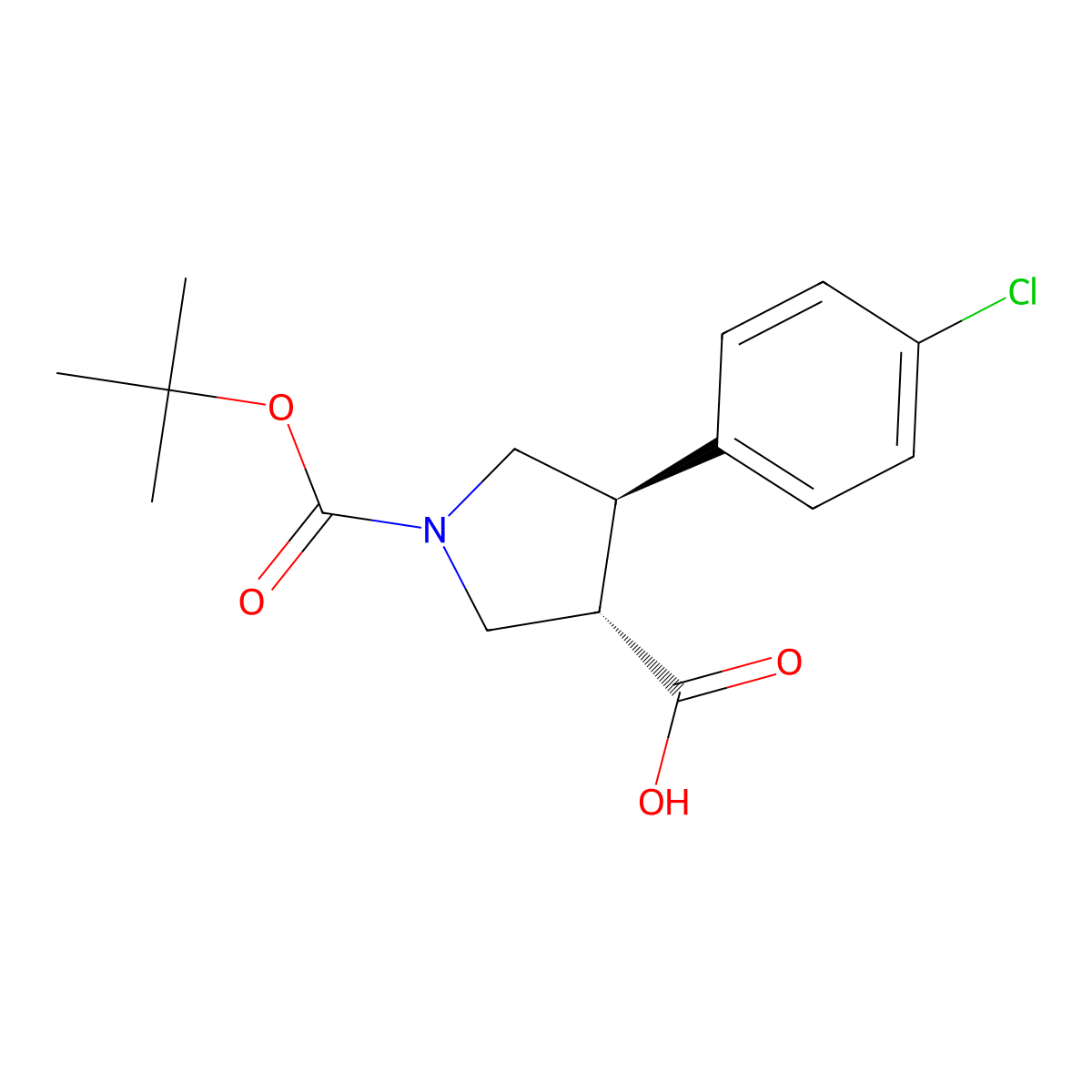 1-(tert-Butoxycarbonyl)-4-(4-chlorophenyl)pyrrolidine-3-carboxylic acid molecular structure, CAS 851484-56-5