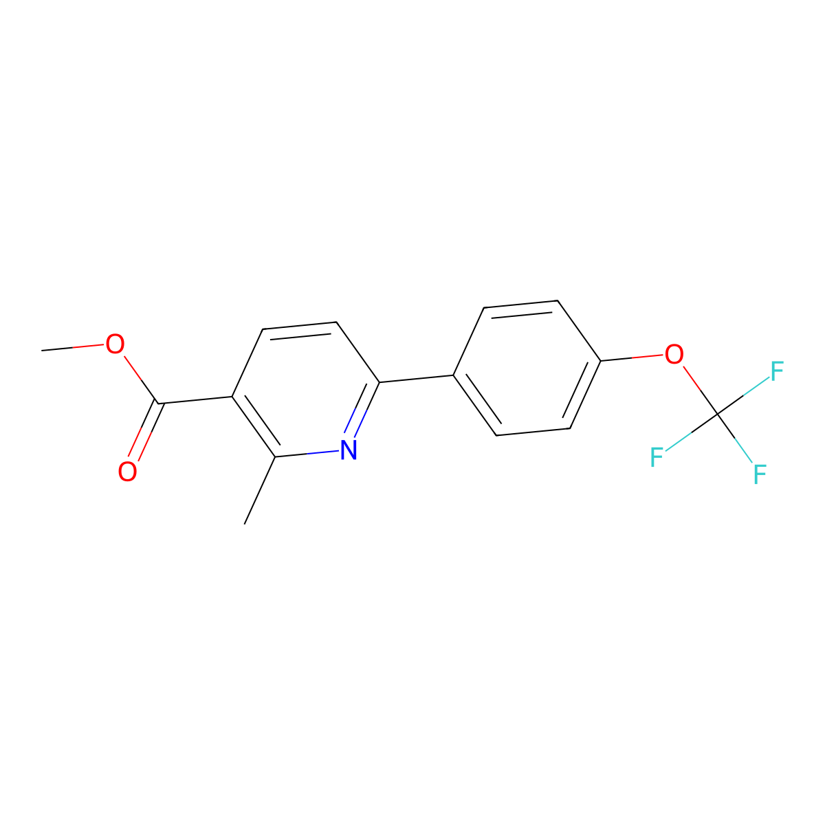 2-Methyl-6-(4-trifluoromethoxy-phenyl)-nicotinic acid methyl ester molecular structure, CAS 851507-83-0