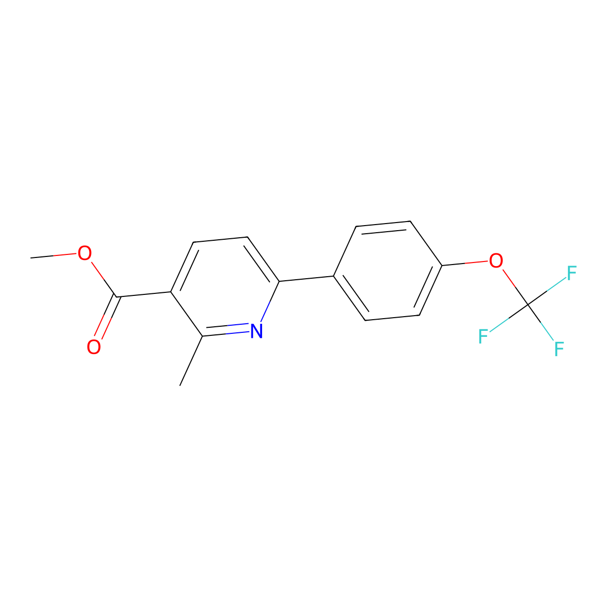 2-Methyl-6-(4-trifluoromethoxy-phenyl)-nicotinic acid methyl ester molecular structure, CAS 851507-83-0