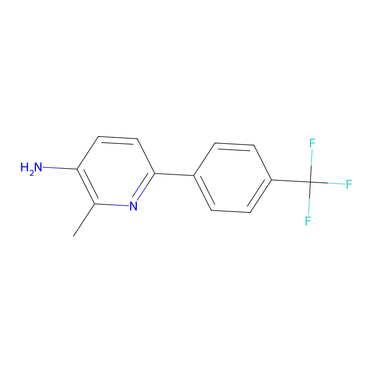 2-Methyl-6-(4-(trifluoromethyl)phenyl)pyridin-3-amine molecular structure, CAS 851508-61-7