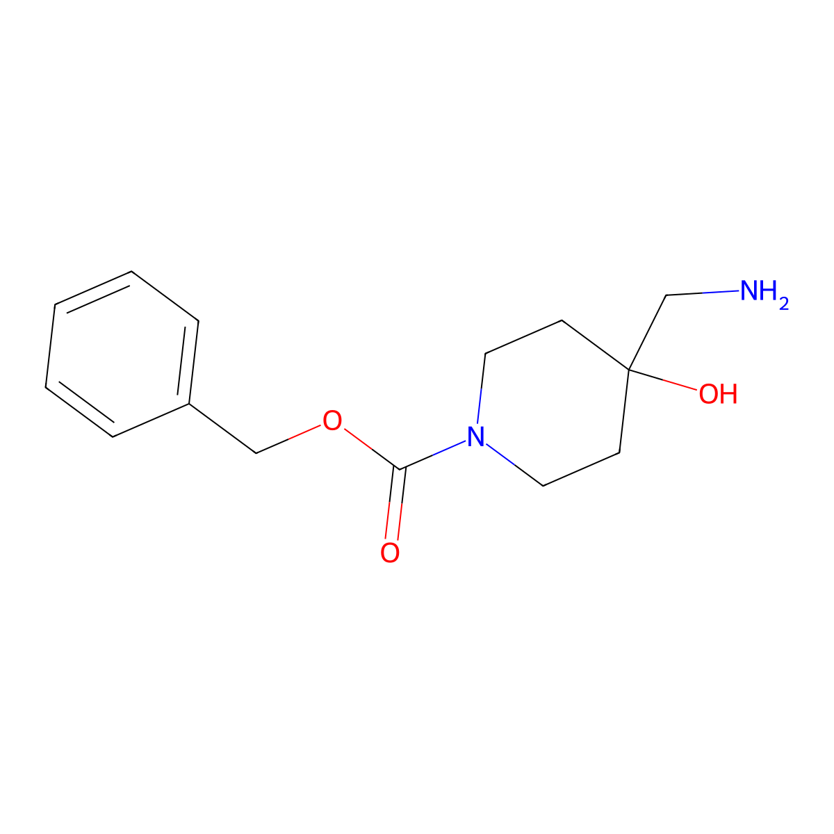 Benzyl 4-(aminomethyl)-4-hydroxypiperidine-1-carboxylate molecular structure, CAS 85151-16-2