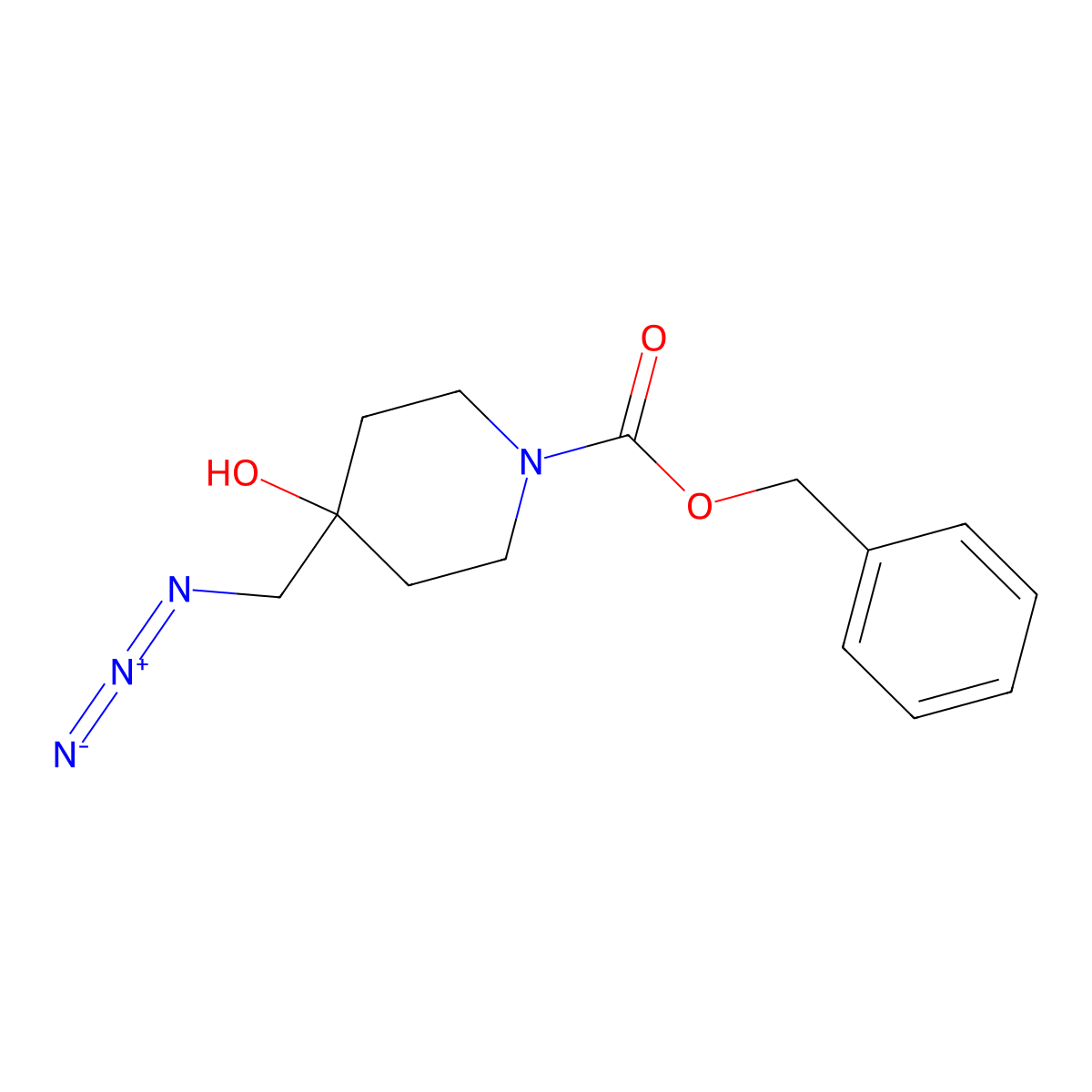 Benzyl 4-(azidomethyl)-4-hydroxypiperidine-1-carboxylate molecular structure, CAS 85151-20-8