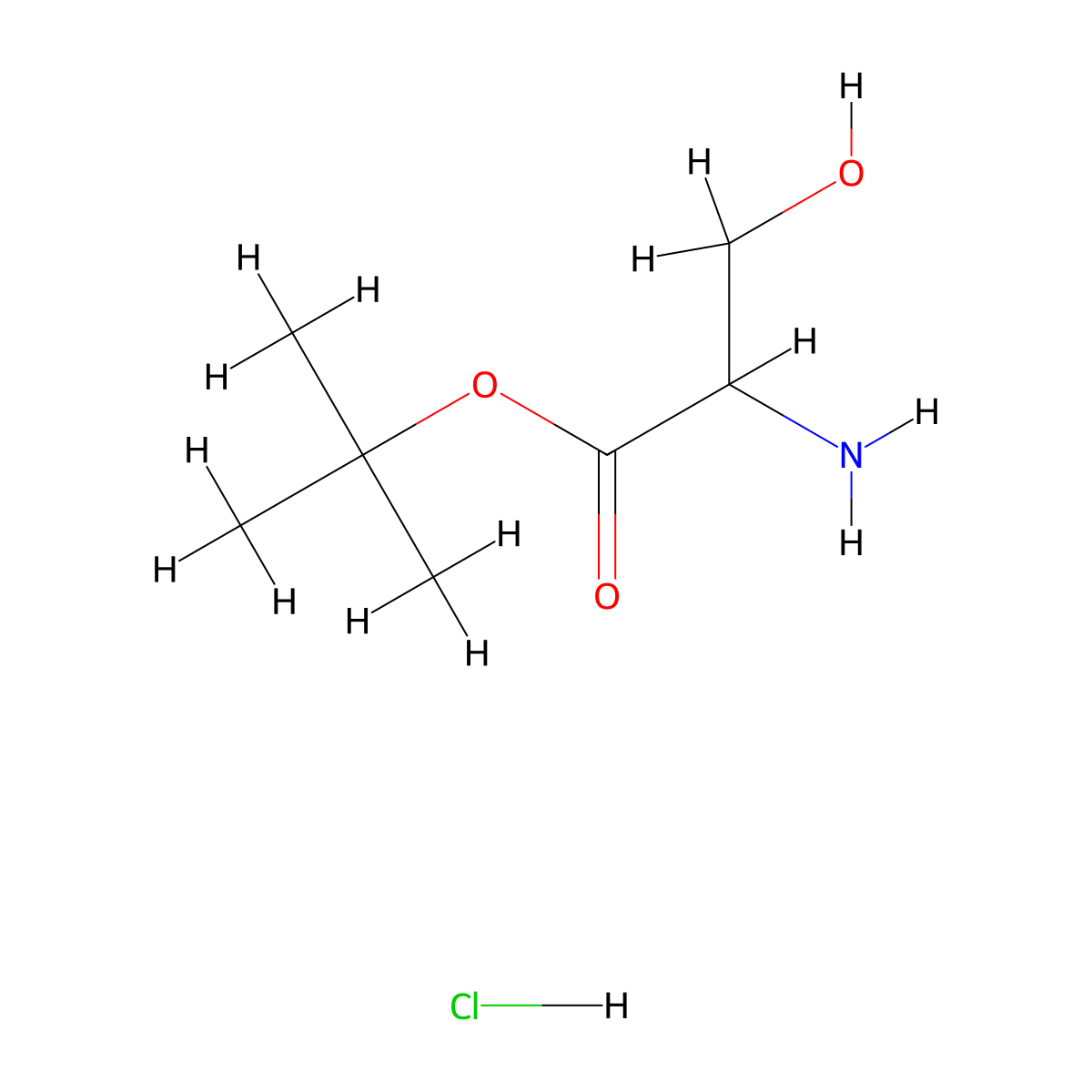 Tert-butyl 2-amino-3-hydroxypropanoate hydrochloride molecular structure, CAS 851511-53-0