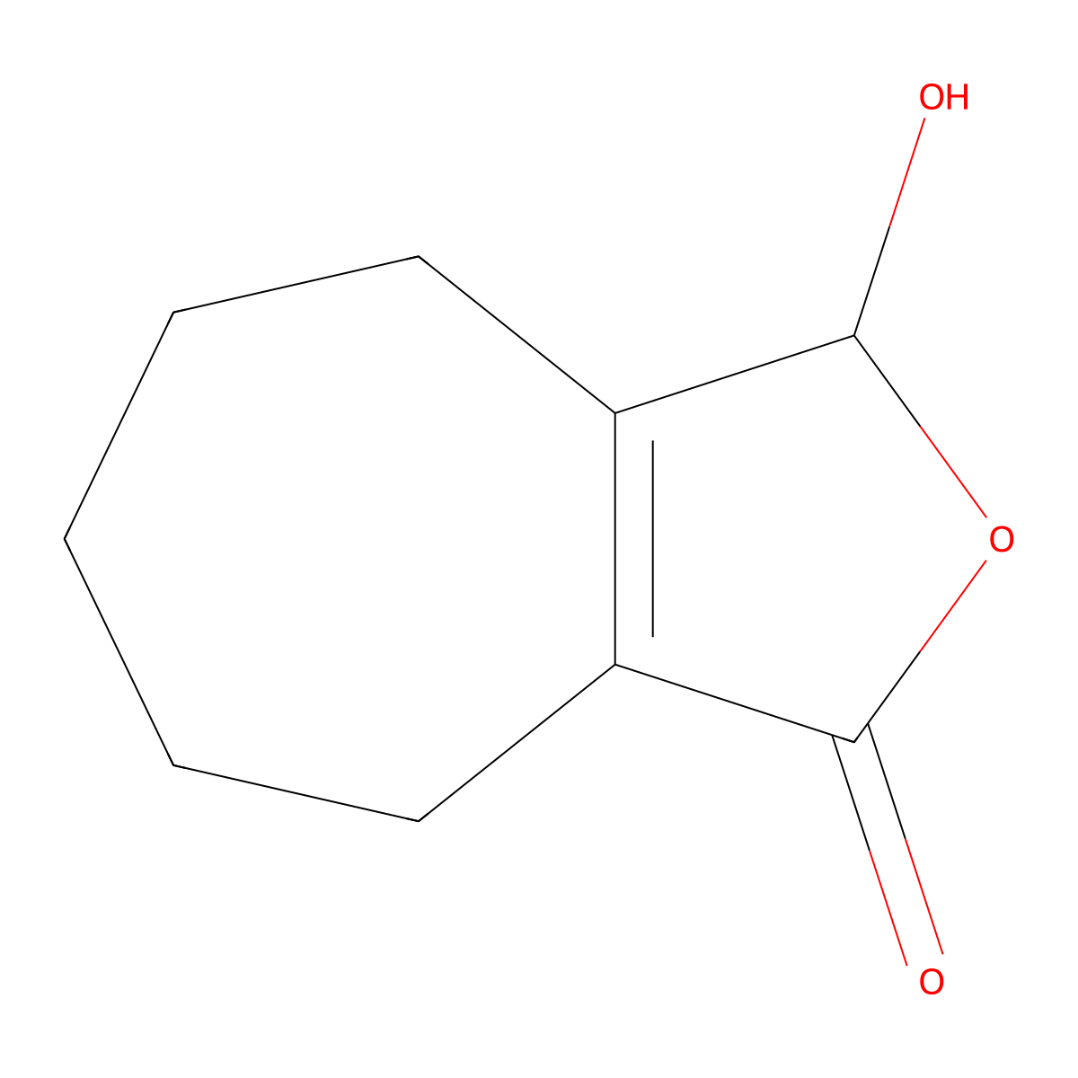 3,4,5,6,7,8-Hexahydro-3-hydroxy-1H-cyclohepta[c]furan-1-one molecular structure, CAS 851515-24-7