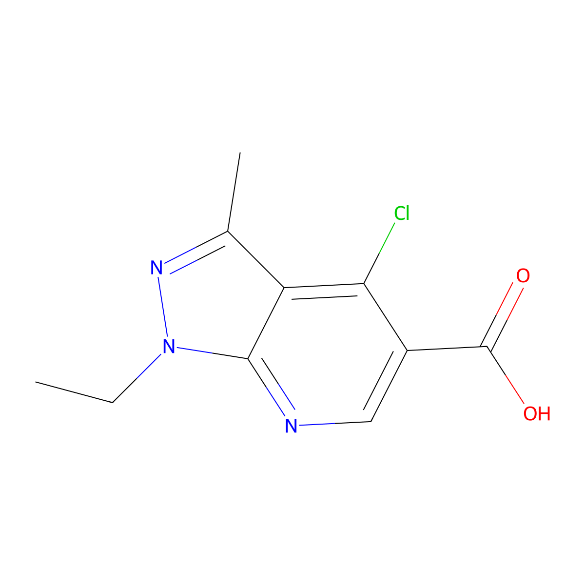 4-Chloro-1-ethyl-3-methyl-1H-pyrazolo[3,4-B]pyridine-5-carboxylic acid molecular structure, CAS 851520-85-9