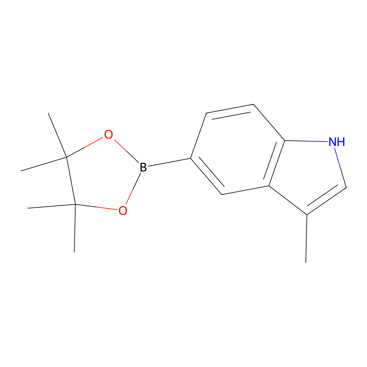 3-methyl-5-(tetramethyl-1,3,2-dioxaborolan-2-yl)-1H-indole molecular structure, CAS 851524-90-8