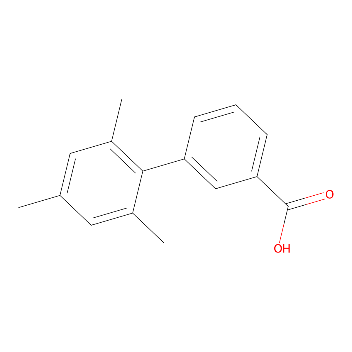 2',4',6'-Trimethyl-[1,1'-biphenyl]-3-carboxylic acid molecular structure, CAS 851534-83-3