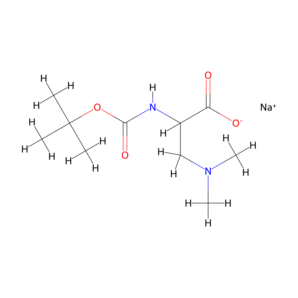 Sodium2-((tert-butoxycarbonyl)amino)-3-(dimethylamino)propanoate molecular structure, CAS 851545-74-9