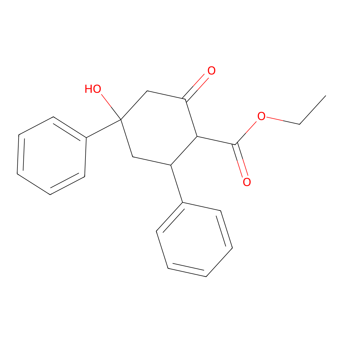 Ethyl 4-hydroxy-2-oxo-4,6-diphenylcyclohexanecarboxylate molecular structure, CAS 85156-98-5
