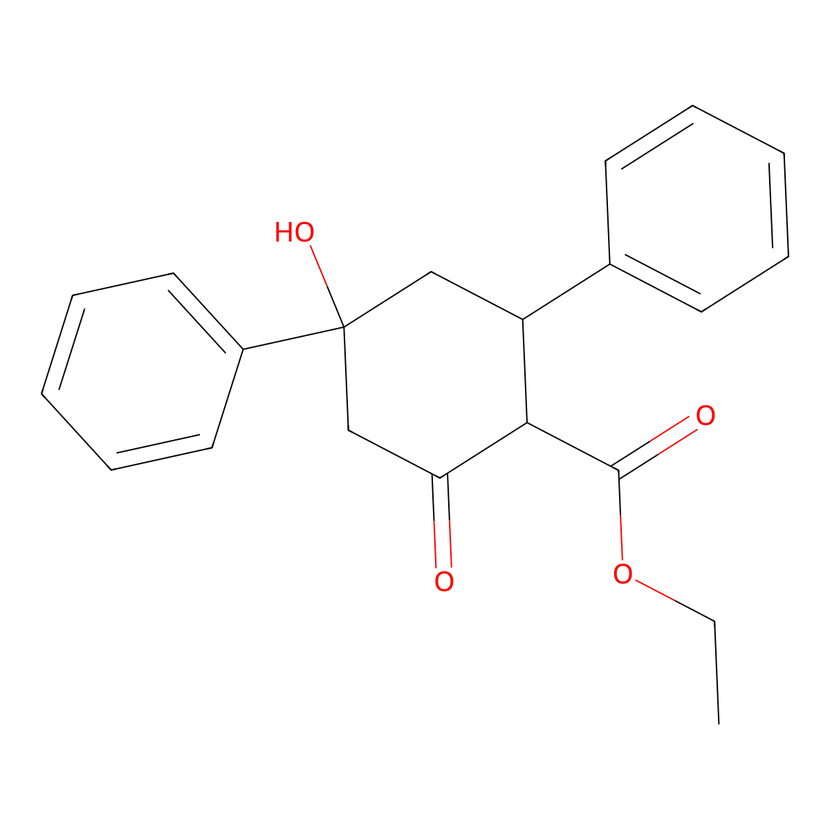 Ethyl 4-hydroxy-2-oxo-4,6-diphenylcyclohexanecarboxylate molecular structure, CAS 85156-98-5