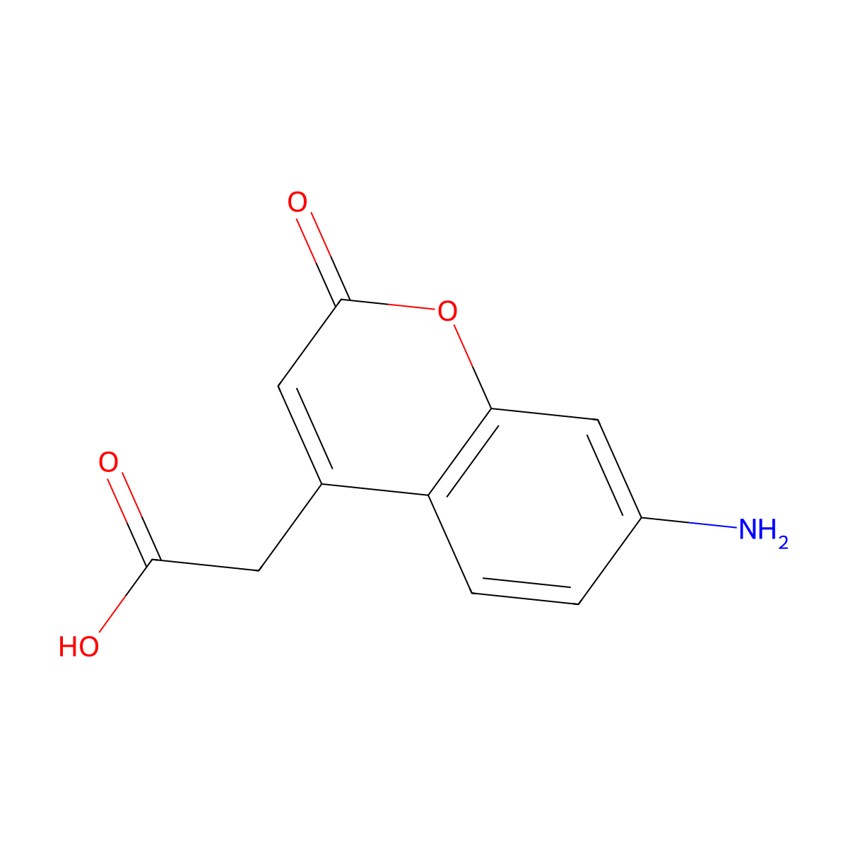 (7-Amino-2-oxo-2H-1-benzopyran-4-yl)acetic acid molecular structure, CAS 85157-21-7