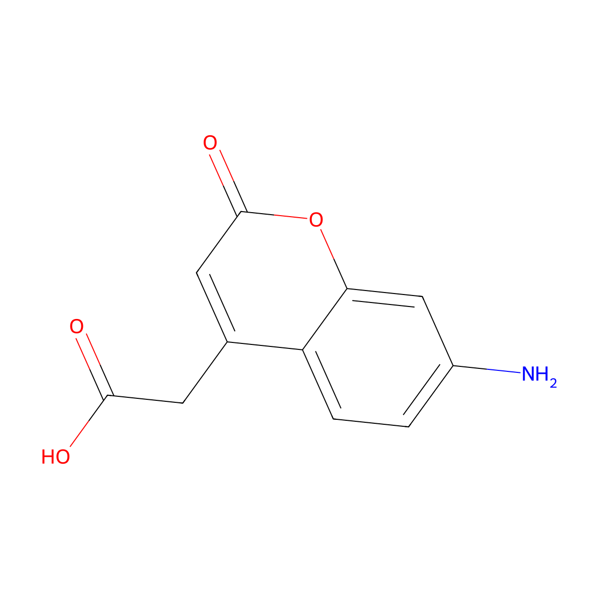 (7-Amino-2-oxo-2H-1-benzopyran-4-yl)acetic acid molecular structure, CAS 85157-21-7