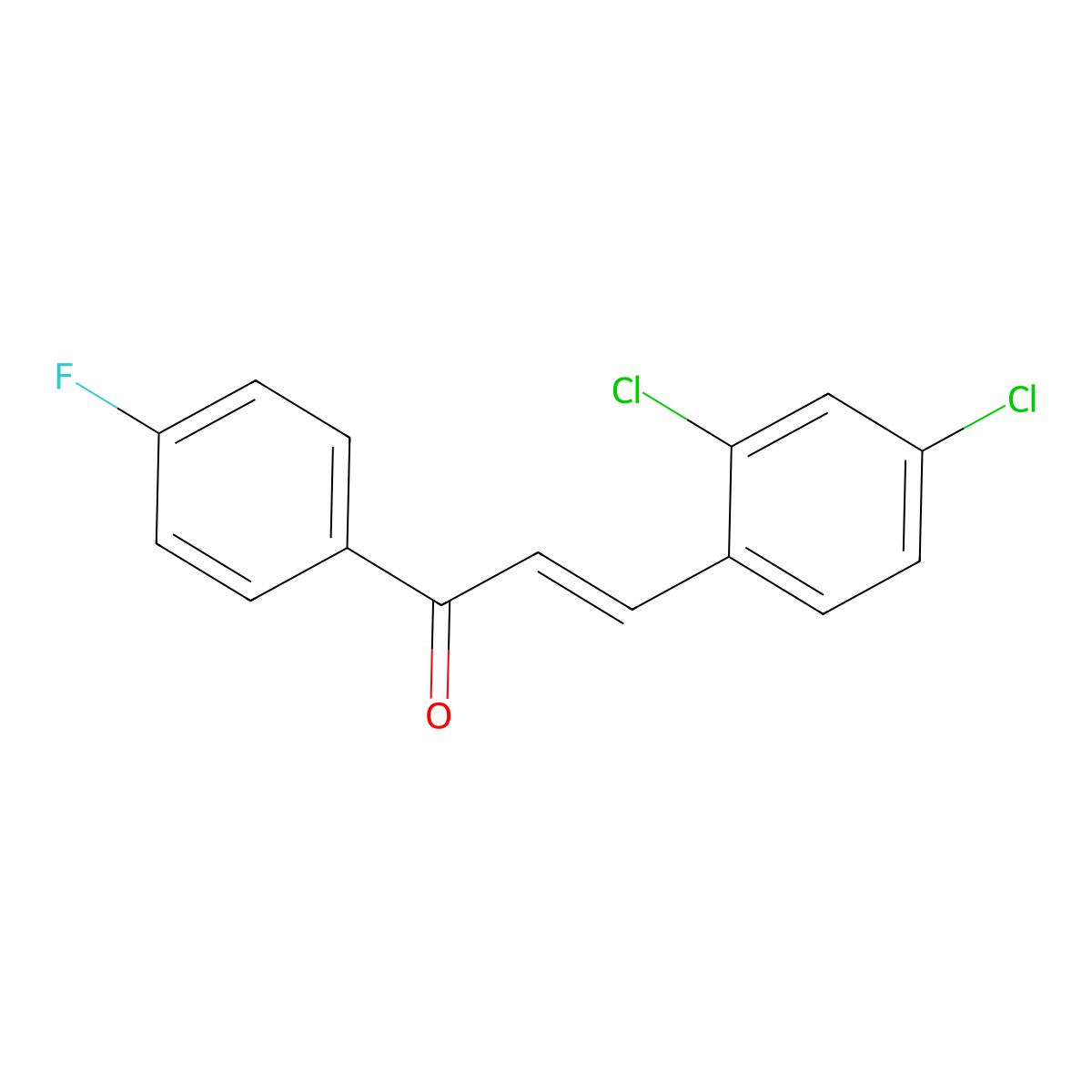 (2E)-3-(2,4-dichlorophenyl)-1-(4-fluorophenyl)prop-2-en-1-one molecular structure, CAS 851581-61-8