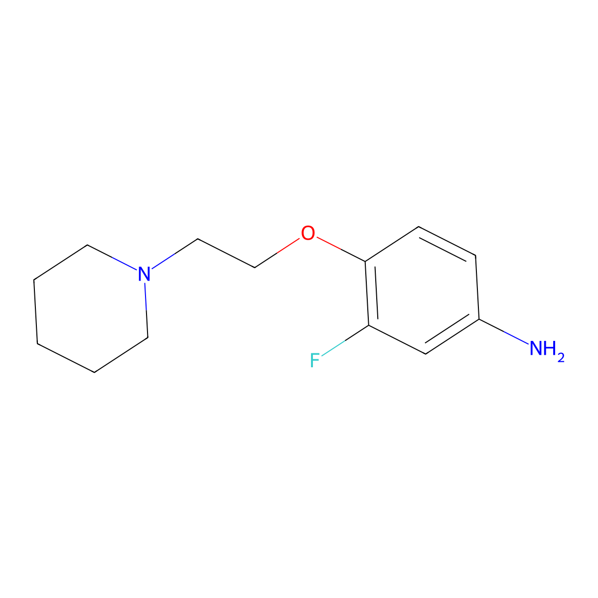 3-Fluoro-4-[2-(1-piperidinyl)ethoxy]phenylamine molecular structure, CAS 851597-46-1