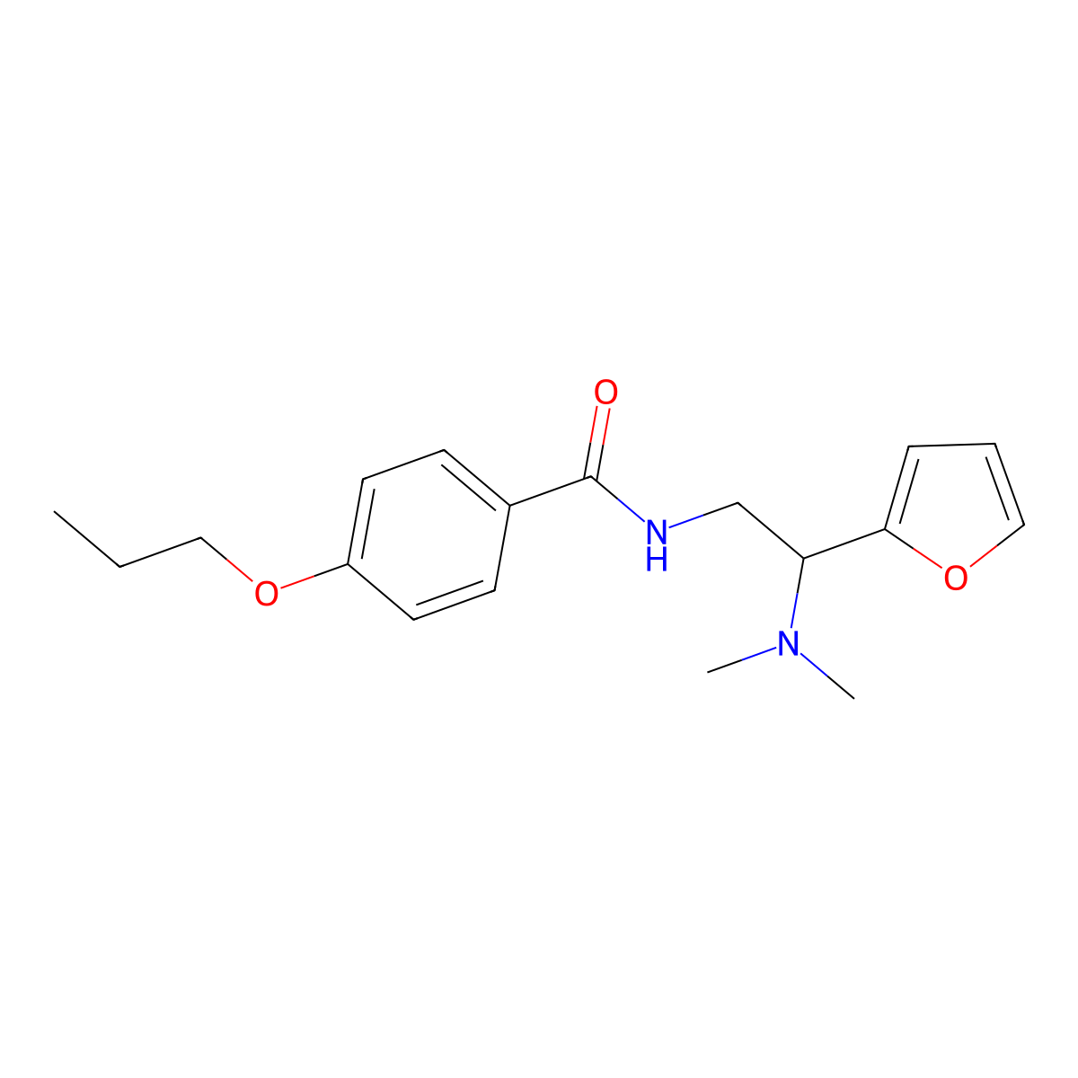 N-[2-(dimethylamino)-2-(furan-2-yl)ethyl]-4-propoxybenzamide molecular structure, CAS 851619-35-7