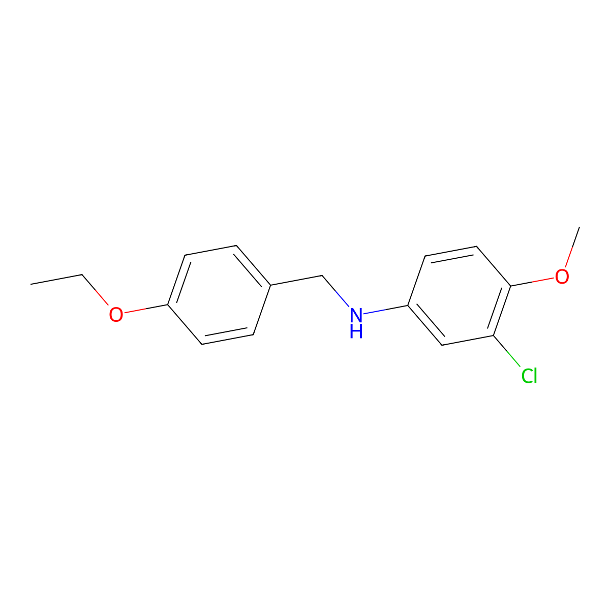 3-chloro-N-[(4-ethoxyphenyl)methyl]-4-methoxyaniline molecular structure, CAS 851619-65-3