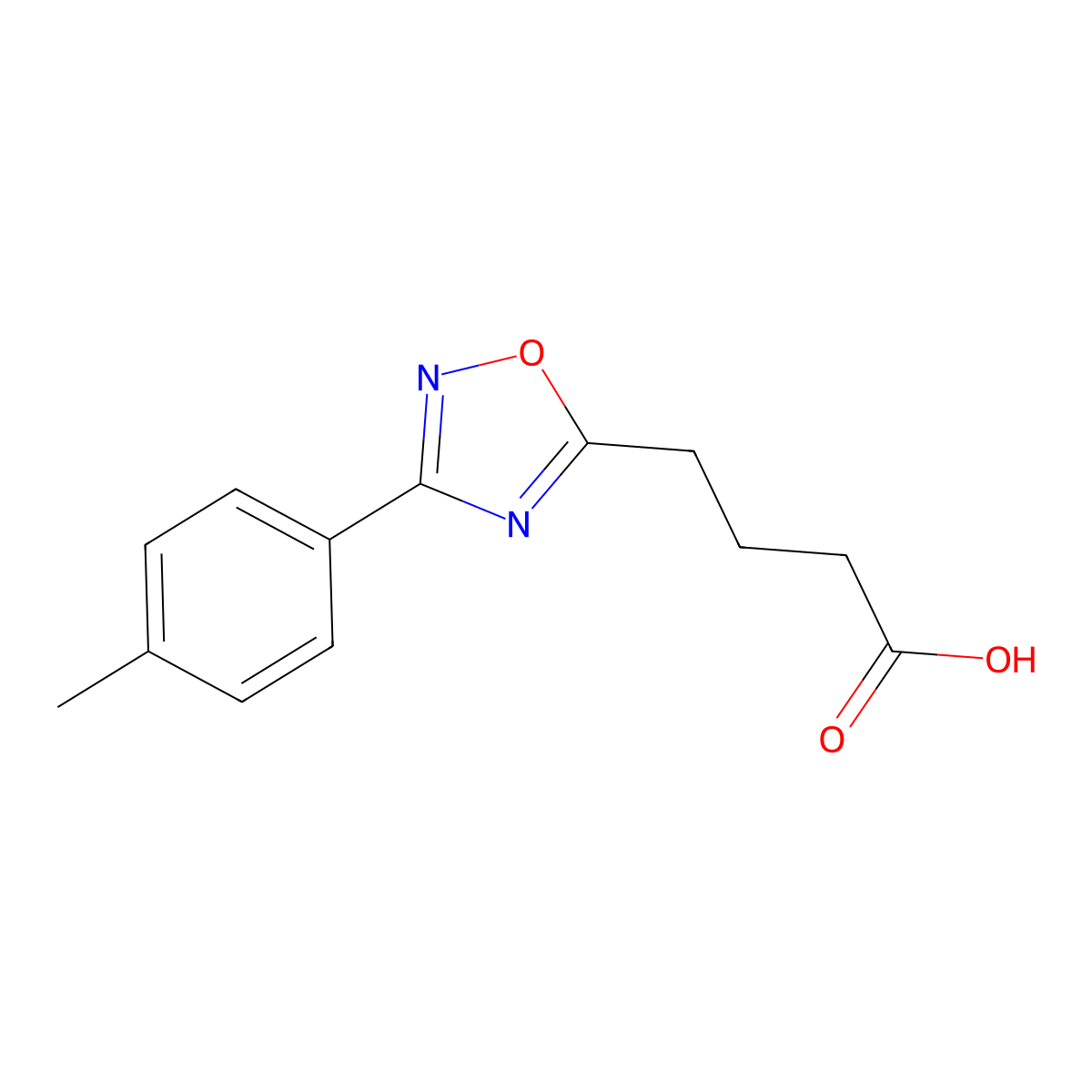 4-[3-(4-Methylphenyl)-1,2,4-oxadiazol-5-yl]butanoic acid molecular structure, CAS 851628-34-7