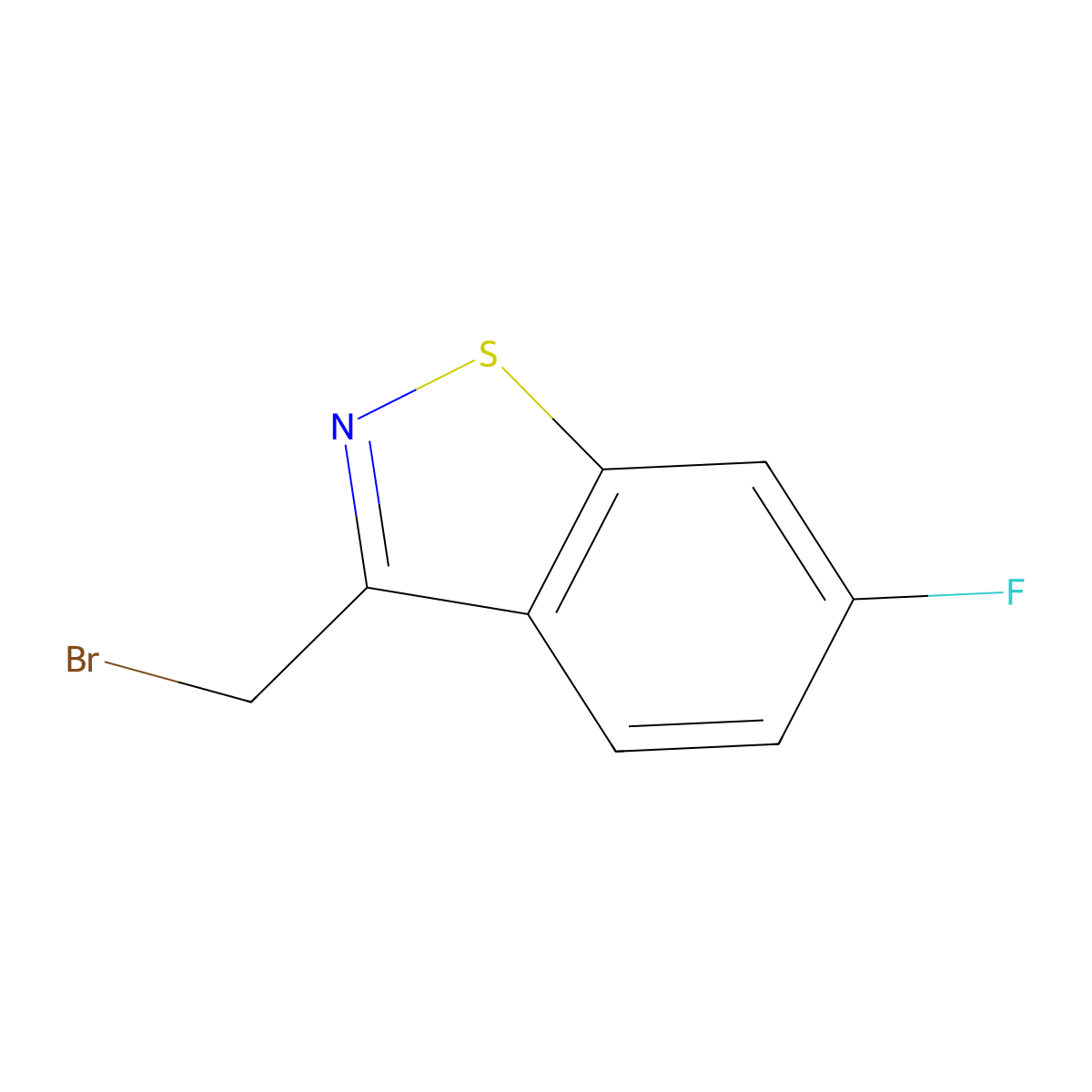 1,2-Benzisothiazole, 3-(bromomethyl)-6-fluoro- molecular structure, CAS 851634-48-5
