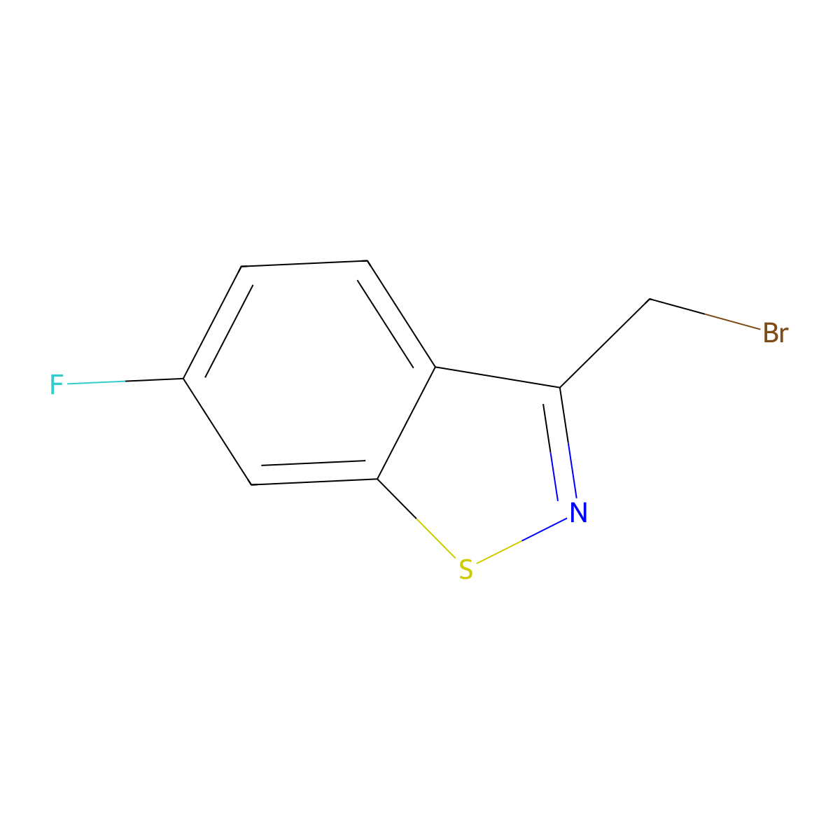 1,2-Benzisothiazole, 3-(bromomethyl)-6-fluoro- molecular structure, CAS 851634-48-5