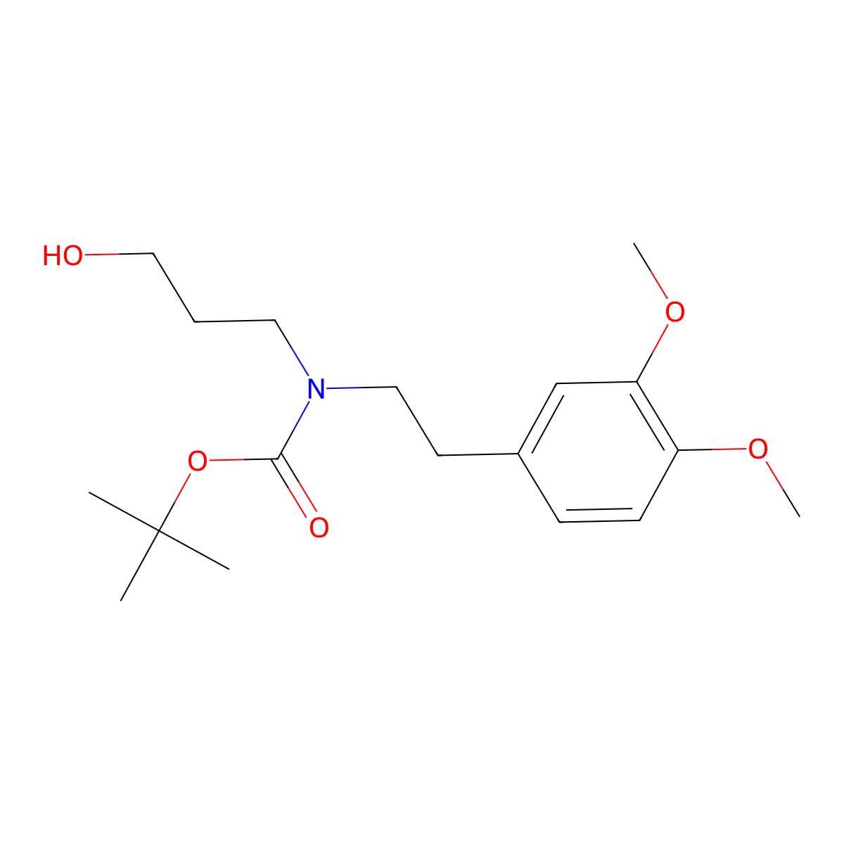 tert-Butyl [3-hydroxypropyl][2-(3,4-dimethoxyphenyl)ethyl]carbamate molecular structure, CAS 851658-95-2