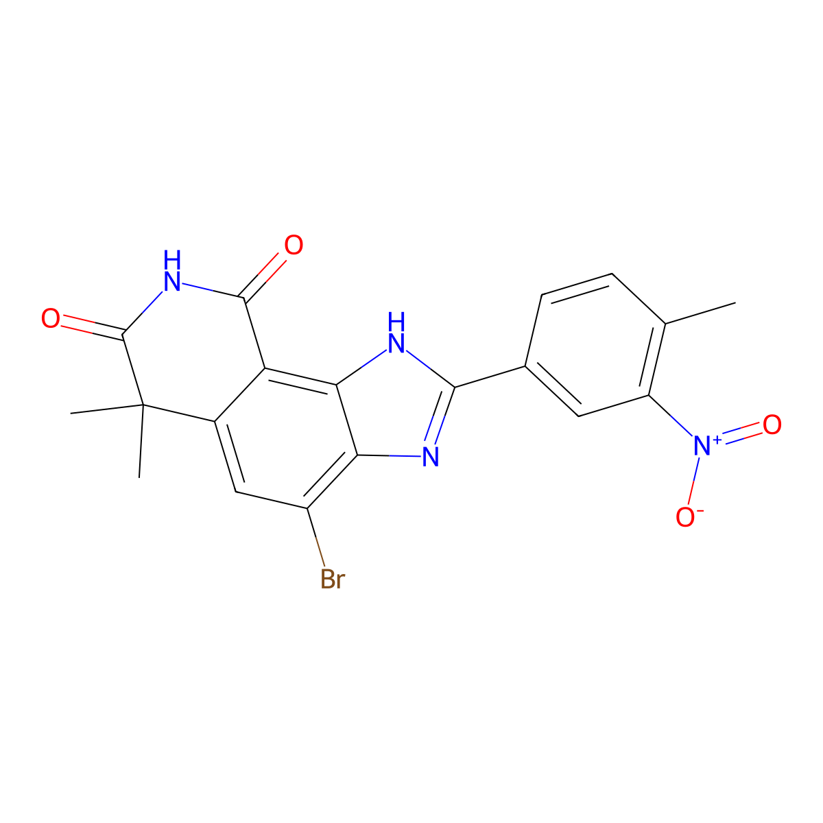 4-Bromo-6,6-dimethyl-2-(4-methyl-3-nitrophenyl)-3,6-dihydro-7H-imidazo[4,5-h]isoquinoline-7,9(8H)-dione molecular structure, CAS 851659-01-3