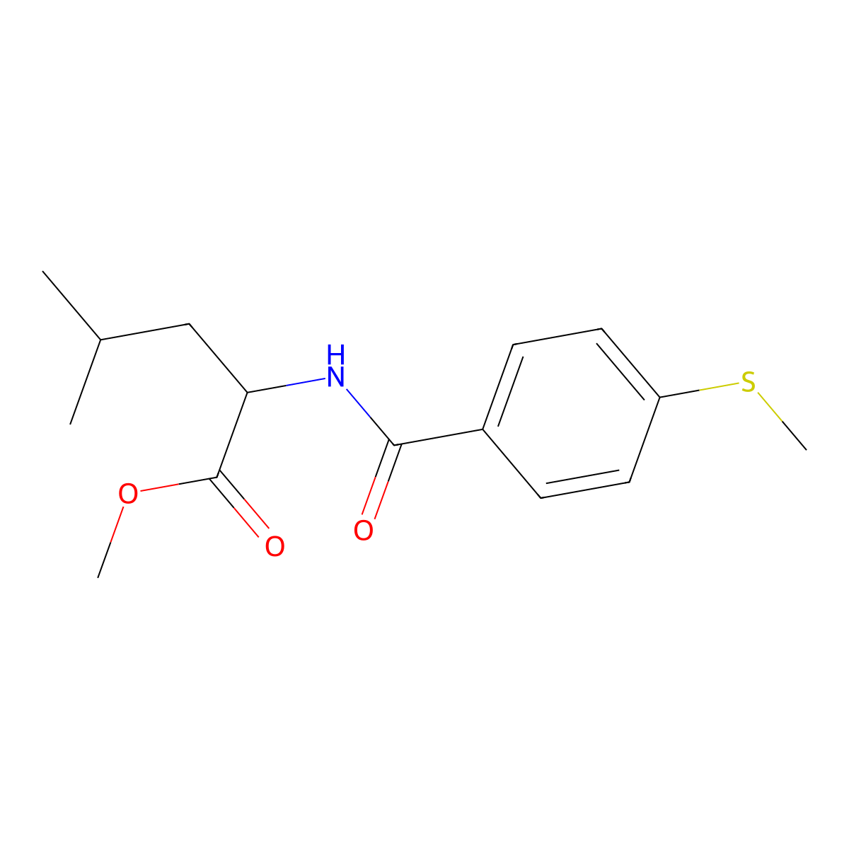 (R)-methyl 4-methyl-2-(4-(methylthio)benzamido)pentanoate molecular structure, CAS 851669-35-7