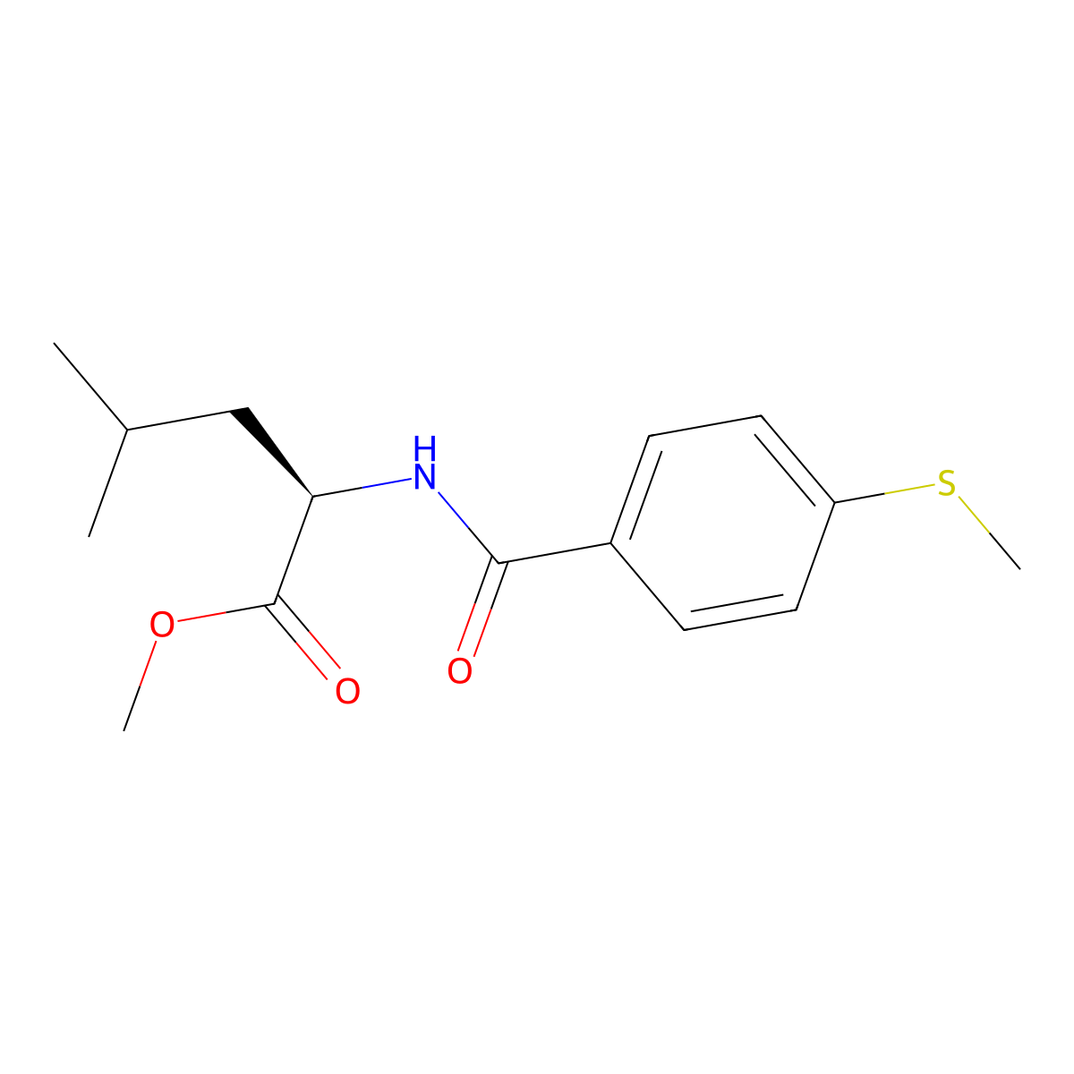 (R)-methyl 4-methyl-2-(4-(methylthio)benzamido)pentanoate molecular structure, CAS 851669-35-7