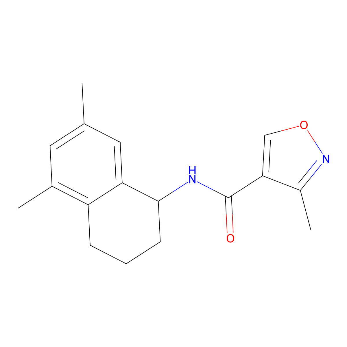 N-(5,7-dimethyl-1,2,3,4-tetrahydronaphthalen-1-yl)-3-methyl-1,2-oxazole-4-carboxamide molecular structure, CAS 851670-58-1