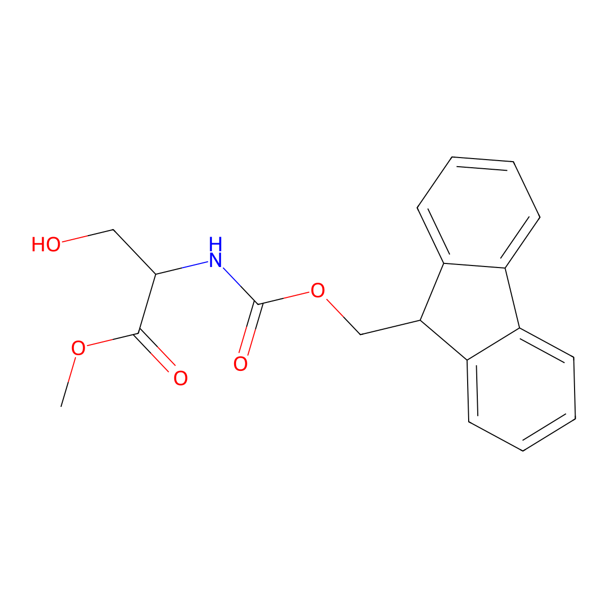 methyl 2-{[(9H-fluoren-9-ylmethoxy)carbonyl]amino}-3-hydroxypropanoate molecular structure, CAS 851678-66-5