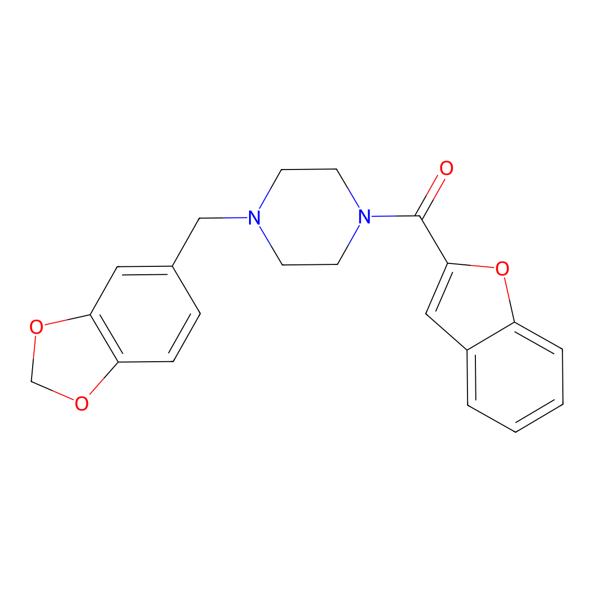 [4-(1,3-Benzodioxol-5-ylmethyl)piperazin-1-yl](1-benzofuran-2-yl)methanone molecular structure, CAS 851687-87-1