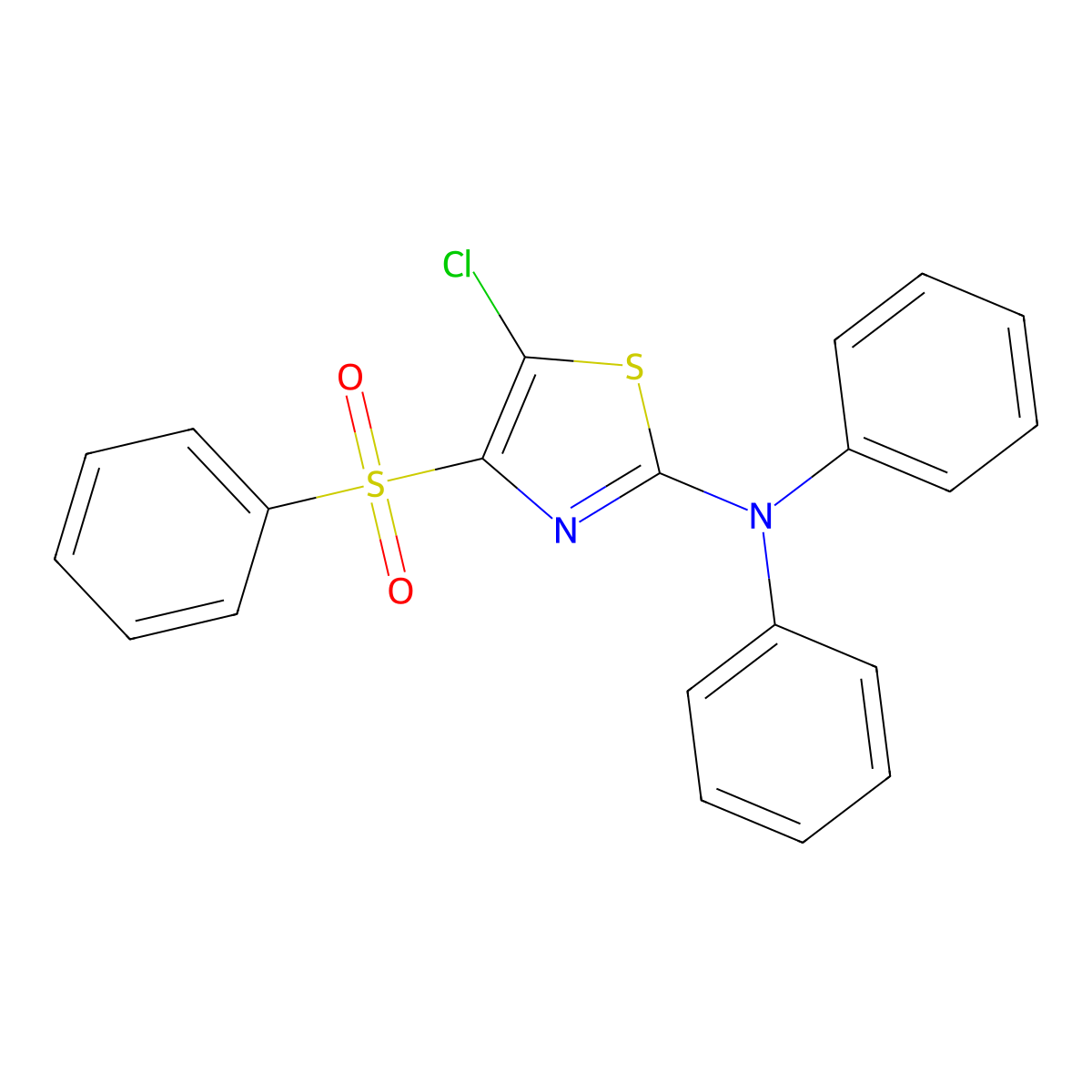 4-(benzenesulfonyl)-5-chloro-N,N-diphenyl-1,3-thiazol-2-amine molecular structure, CAS 851692-64-3