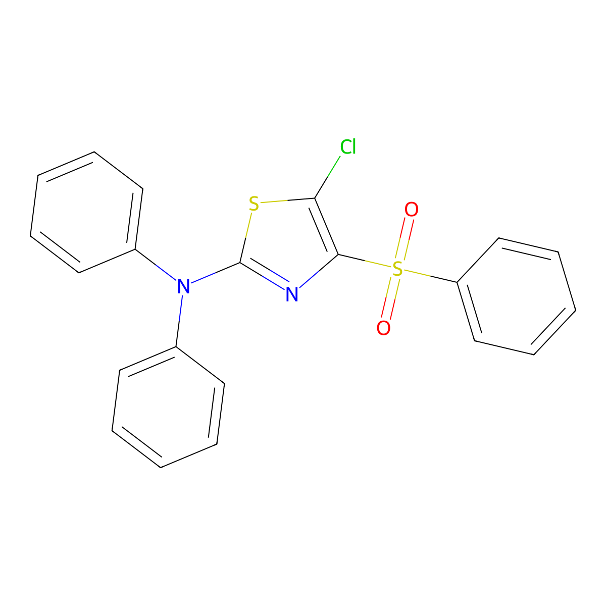 4-(benzenesulfonyl)-5-chloro-N,N-diphenyl-1,3-thiazol-2-amine molecular structure, CAS 851692-64-3