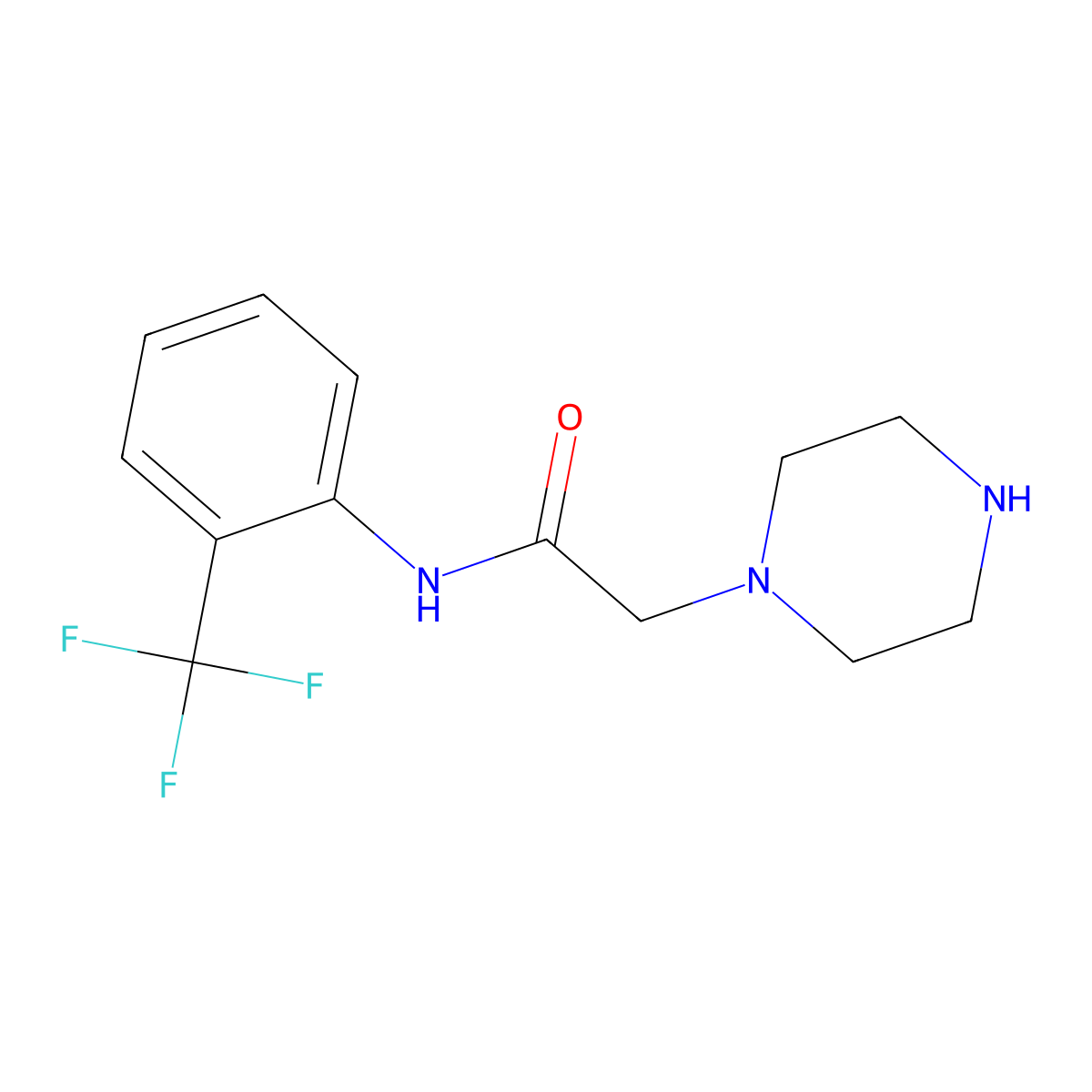 2-piperazin-1-yl-N-[2-(trifluoromethyl)phenyl]acetamide molecular structure, CAS 851710-82-2