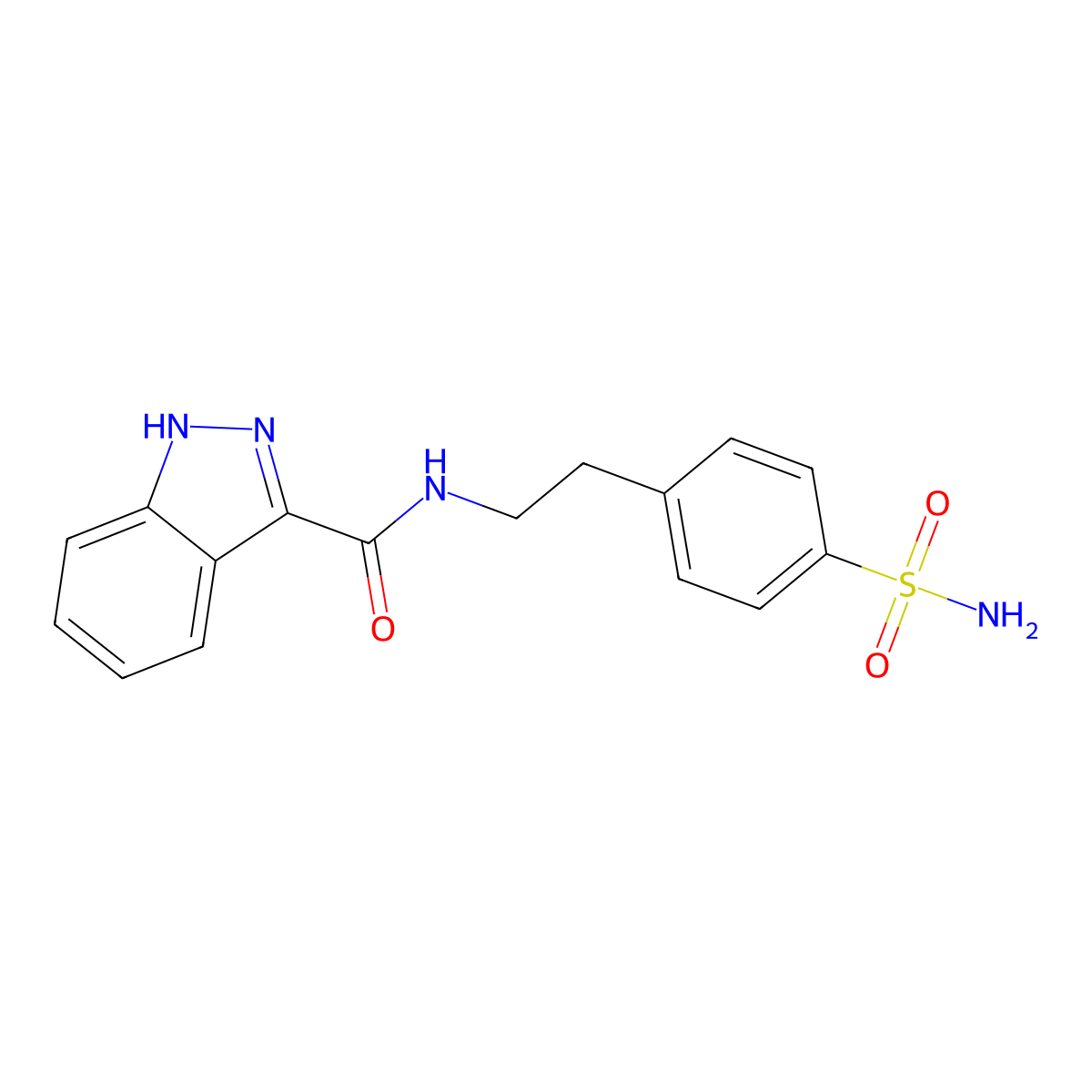 N-[2-(4-sulfamoylphenyl)ethyl]-1H-indazole-3-carboxamide molecular structure, CAS 851712-26-0