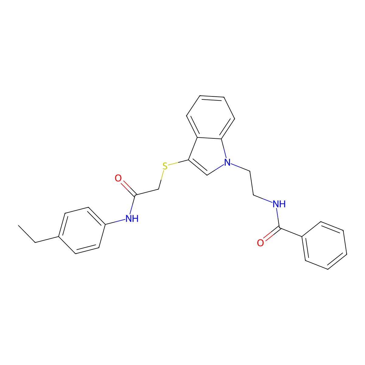 N-[2-[3-[2-(4-ethylanilino)-2-oxoethyl]sulfanylindol-1-yl]ethyl]benzamide molecular structure, CAS 851715-30-5