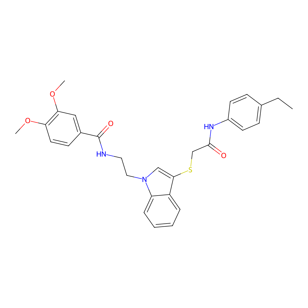 N-[2-[3-[2-(4-ethylanilino)-2-oxoethyl]sulfanylindol-1-yl]ethyl]-3,4-dimethoxybenzamide molecular structure, CAS 851715-41-8