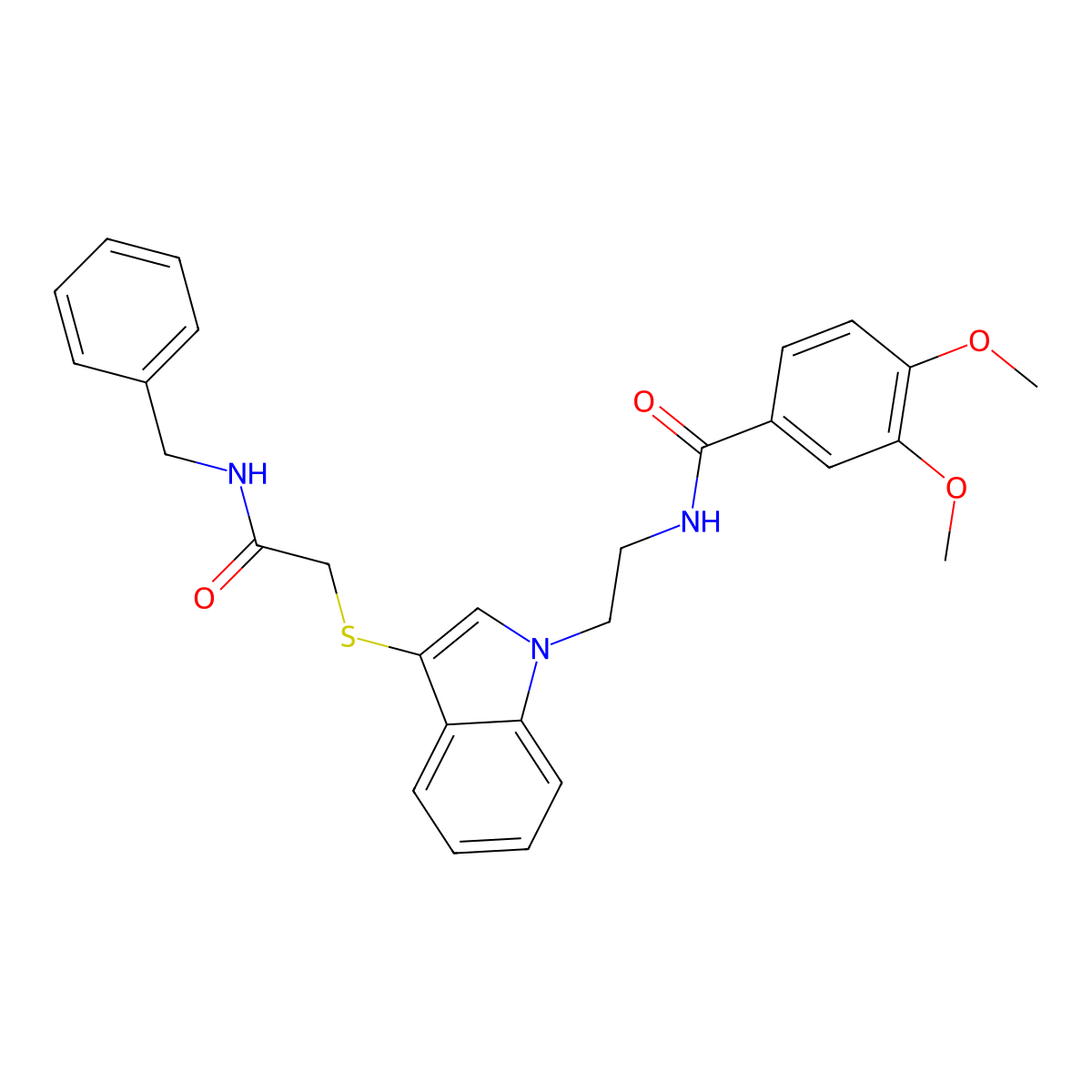 N-[2-[3-[2-(benzylamino)-2-oxoethyl]sulfanylindol-1-yl]ethyl]-3,4-dimethoxybenzamide molecular structure, CAS 851715-44-1