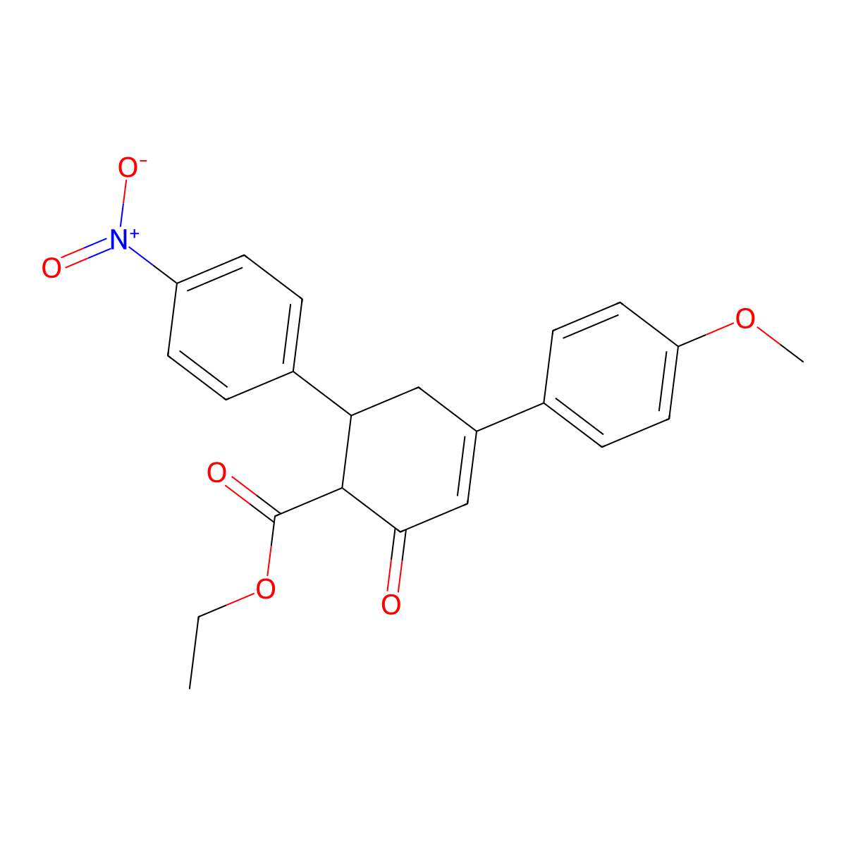 Ethyl 4-(4-methoxyphenyl)-6-(4-nitrophenyl)-2-oxocyclohex-3-ene-1-carboxylate molecular structure, CAS 851715-59-8