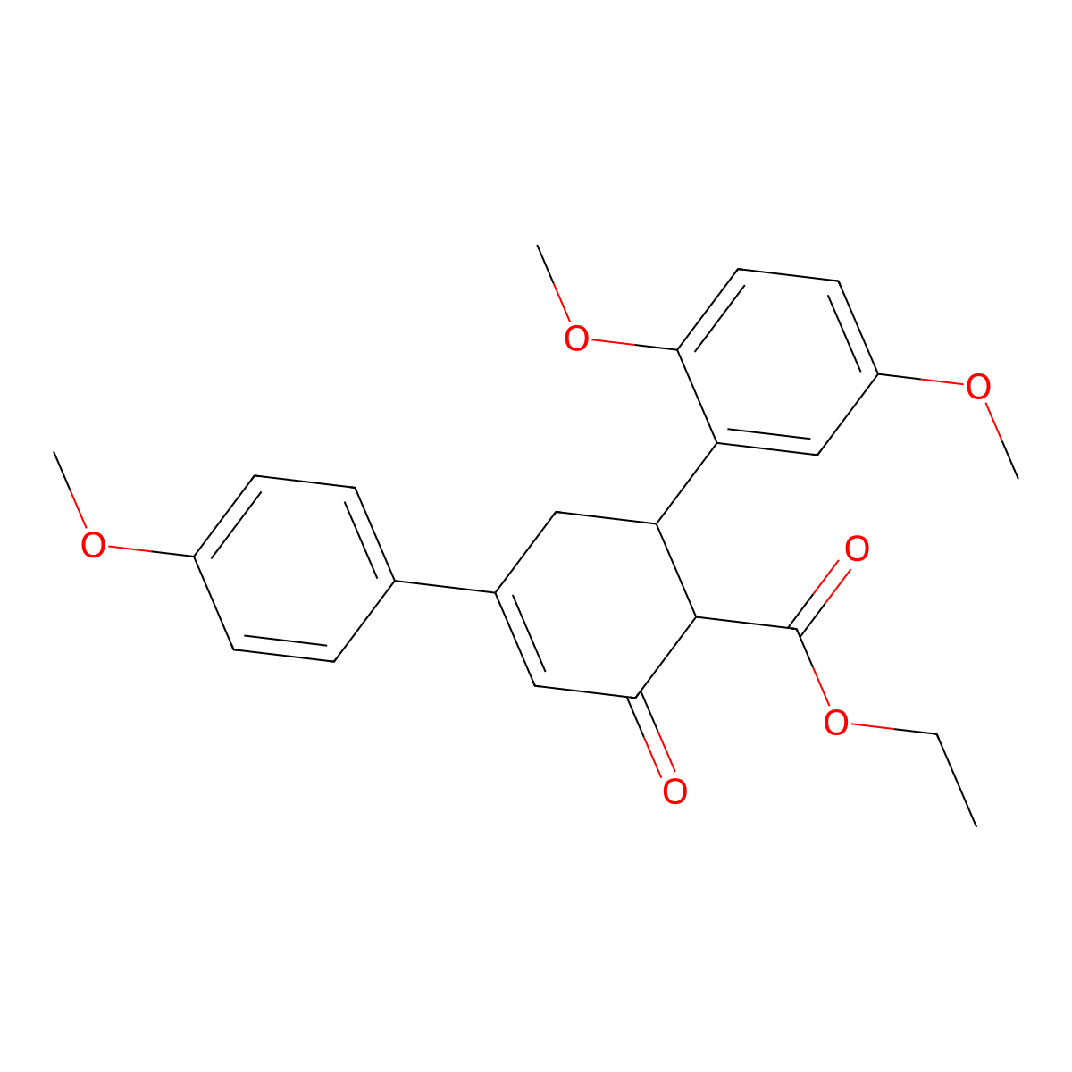 Ethyl 6-(2,5-dimethoxyphenyl)-4-(4-methoxyphenyl)-2-oxocyclohex-3-ene-1-carboxylate molecular structure, CAS 851715-62-3
