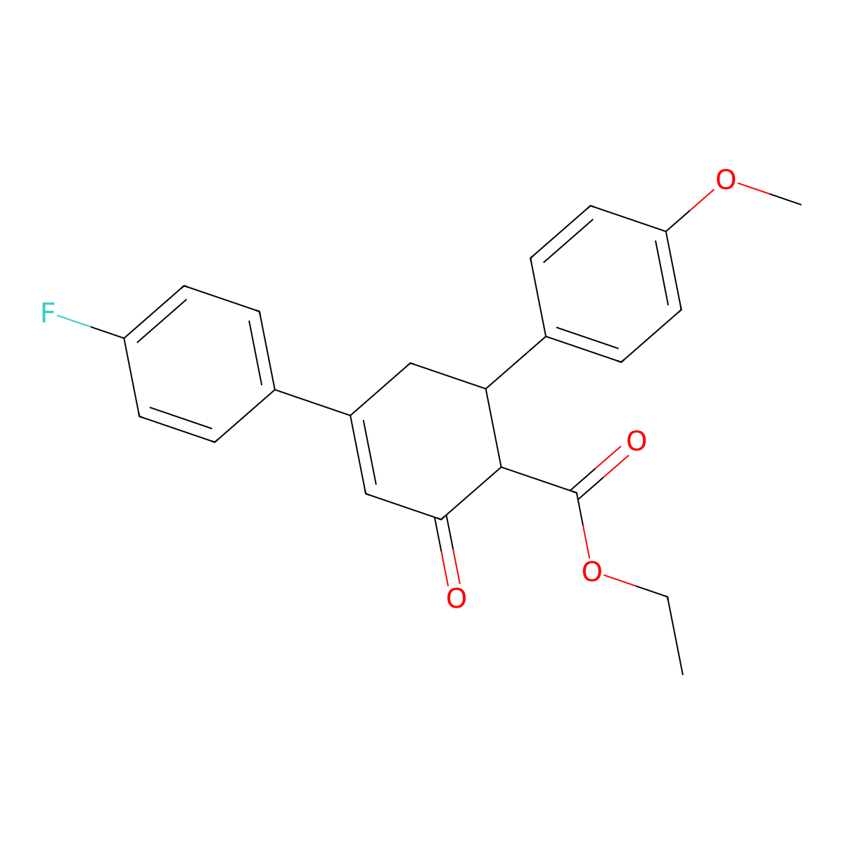 Ethyl 4-(4-fluorophenyl)-6-(4-methoxyphenyl)-2-oxocyclohex-3-ene-1-carboxylate molecular structure, CAS 851715-67-8