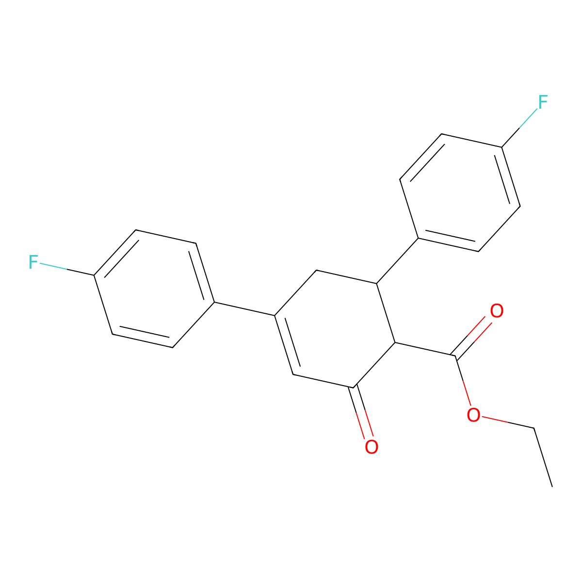 Ethyl 4,6-bis(4-fluorophenyl)-2-oxocyclohex-3-ene-1-carboxylate molecular structure, CAS 851715-70-3