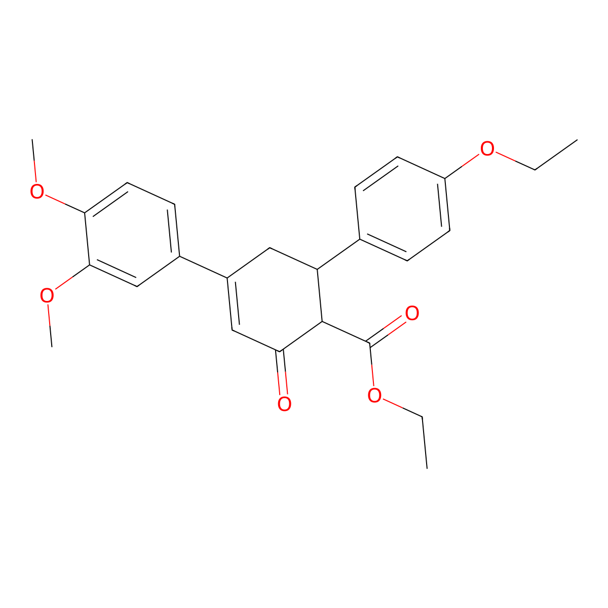 Ethyl 4-(3,4-dimethoxyphenyl)-6-(4-ethoxyphenyl)-2-oxocyclohex-3-ene-1-carboxylate molecular structure, CAS 851716-16-0
